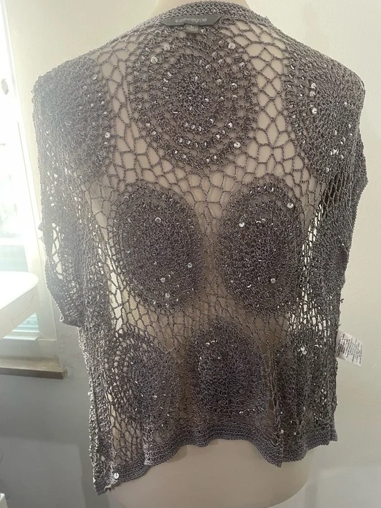 Silver Sequin Crochet Wrap - Picture 8 of 8